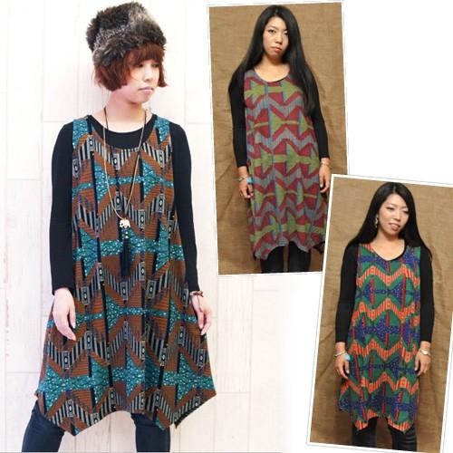 アフリカンストライプロングタンクトップ アジアンファッション・エスニックファッション・Gato・ガト...