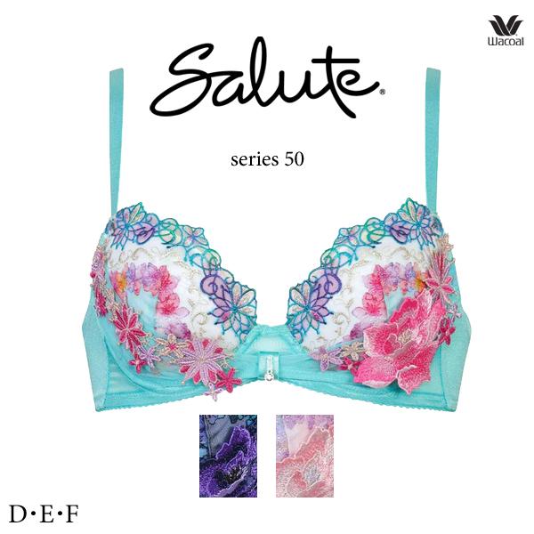 ワコール サルート 50G ブラジャー BTJ750 3/4カップワイヤー (リボンブラ) D・E・...
