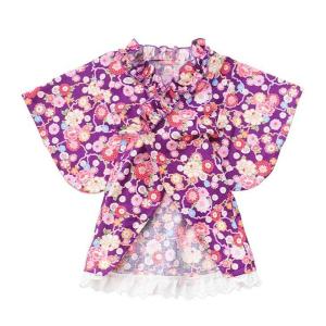 春夏【きゃんナナ】3色シフォン帯の花柄ゆかた ...の詳細画像3