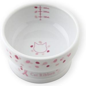 猫壱 食器 陶器 数量限定 　猫用 脚付ウォーターボウル レギュラータイプ Sakura Cat Ribbon 2024 猫の食器｜jungle-pet