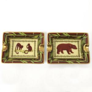 【中古】HERMES 灰皿 陶器 アニマル マルチカラー｜junglejungle