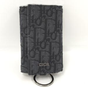 【中古】Christian Dior キーケース 6連 オブリーク キャンバス ブラック｜junglejungle