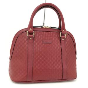 【中古】GUCCI ハンドバッグ マイクロ グッチシマ レザー レッド 449663｜junglejungle