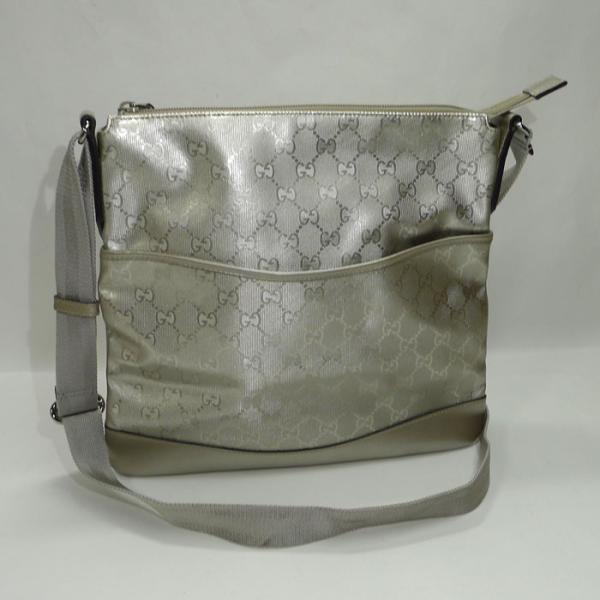 【中古】GUCCI インプリメ ショルダーバッグ PVC シルバー 374414