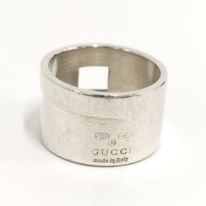 【中古】GUCCI Gロゴワイド リング SV925 シルバー 約17号｜junglejungle