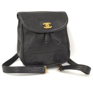 【中古】CHANEL リュックサック ココマーク レザー キャビアスキン ブラック｜junglejungle