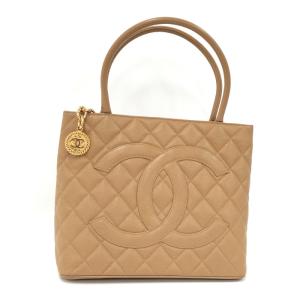 【中古】CHANEL 復刻トート トートバッグ キャビアスキン ベージュ｜junglejungle