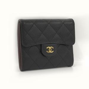 【中古】CHANEL クラシック スモールフラップ ウォレット キャビアスキン マトラッセ ブラック AP0230｜junglejungle