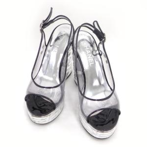 中古 シャネル ウェッジソール サンダル サイズ表記36 ビニール 引出物 シルバー