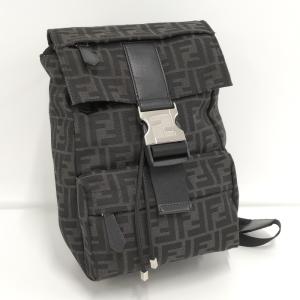 【中古】FENDI フェンディネス スモール バックパック キャンバス ブラック グレー｜junglejungle