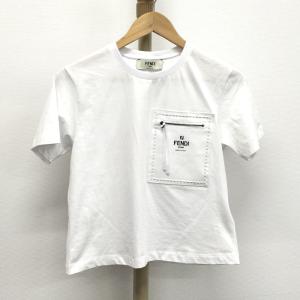 【中古】FENDI セレリア ロゴポケット付き Tシャツ コットン ポリエステル ホワイト 表記サイズXS FD7389｜junglejungle