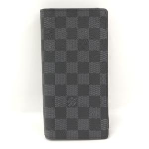 【中古】LOUIS VUITTON ポルトフォイユ ブラザ 二つ折り長財布 ダミエ グラフィット N62665｜junglejungle