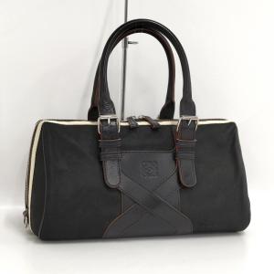 【中古】LOEWE ボストンバッグ スエード ブラック 270406｜junglejungle