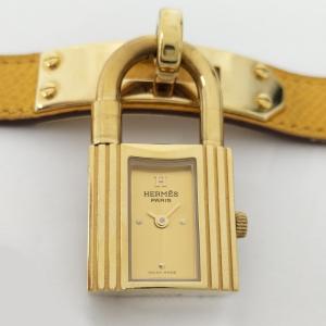 【中古】HERMES ケリーウォッチ レディース 腕時計 SS レザー ゴールド金具 ゴールド文字盤...