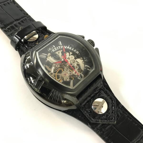 【中古】KEITH VALLER メンズ 腕時計 オートマ SS レザー ブラック [jgg]