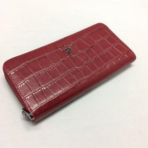 【中古】フルボデザイン ラウンドファスナー長財布 FRB121 型押しレザー レッド[jggZ]｜junglejungle