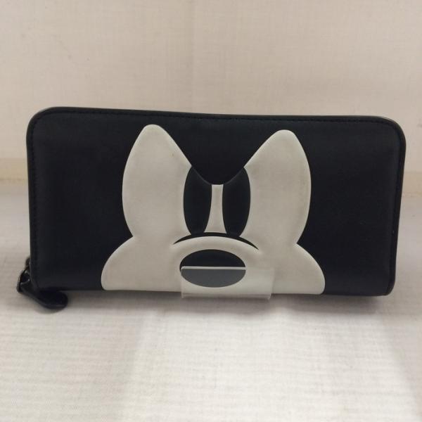 【中古】COACH Disney ミッキーマウス ラウンドファスナー長財布 レザー ブラック 540...