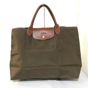 【中古】LONGCHAMP トート ハンドバッグ ナイロン ブラウン系 [jgg]｜junglejungle