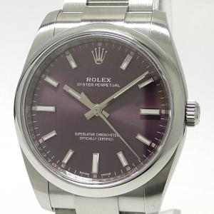 【中古】ROLEX オイスターパーペチュアル34 自動巻き SS パープル文字盤 ランダムシリアル 114200｜junglejungle