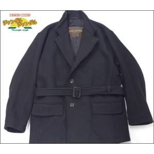 ルイヴィトン ウールジャケット コート ベルト付きピーコート ブラック ウール100％ 表記サイズ54｜junglejungle