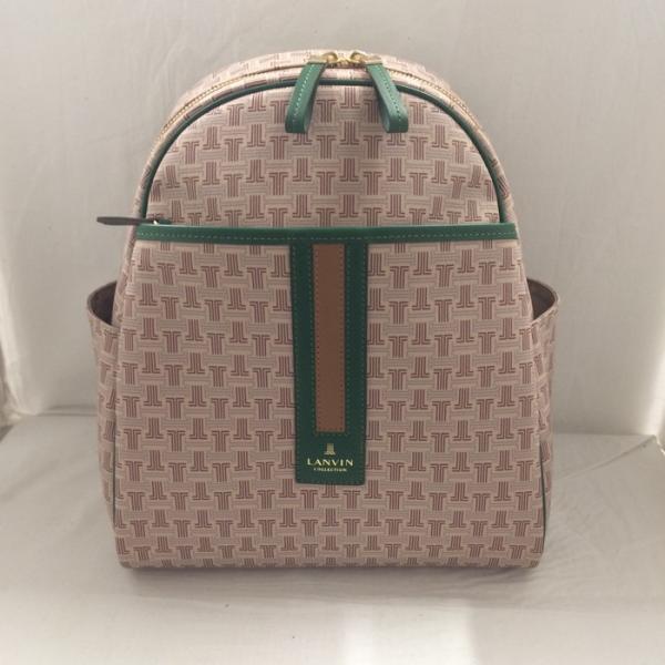 【中古】LANVIN ランバン フェアリーリュック ブラウン グリーン PVC レザー [jgg]