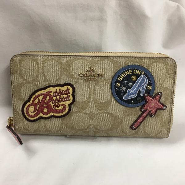 【中古】COACH 長財布 ディズニーコラボ ラウンドファスナー レディース C1946 ベージュ ...