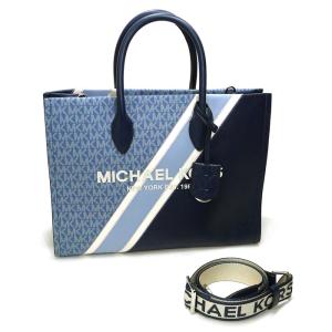 【中古】MICHAEL KORS 2WAY ショルダーバッグ ミディアム トートバッグ レザー ブルー系 35R3S7ZT8L｜junglejungle