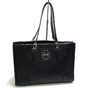 【中古】TORY BURCH ショルダーバッグ トートバッグ レザー ブラック ゴールド金具｜junglejungle