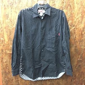 シュプリーム メンズ コムデギャルソン ドット 予約販売品 ストライプ Jggi 切り替え シャツ 表記サイズ S 黒