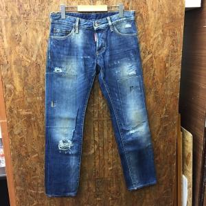 中古 ディースクエアード メンズ 売れ筋 ダメージデニムパンツ ブルー 表記サイズ 44 パッチワーク Jggi