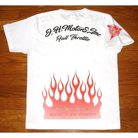 FULL THROTTLE フルスロットル ヘビーコットン生地 半袖 Tシャツ (白×赤) フレイム...