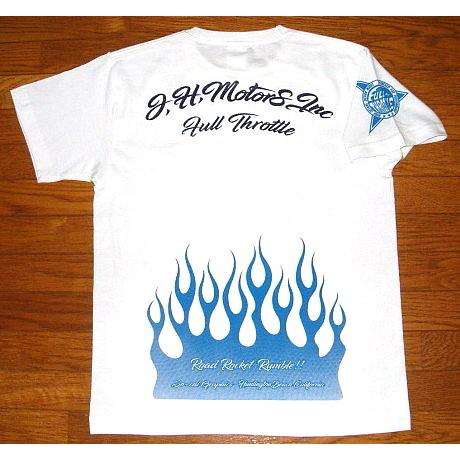 FULL THROTTLE フルスロットル ヘビーコットン生地 半袖 Tシャツ (白×青) フレイム...