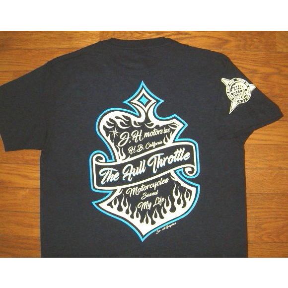 FULL THROTTLE フルスロットル ヘビーコットン生地 ピンストライプ 半袖 Tシャツ (紺...