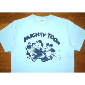 限定 【デストロイ DESTROY】 ヘビーコットン生地 プリント 半袖 Tシャツ (青) ミッキー...