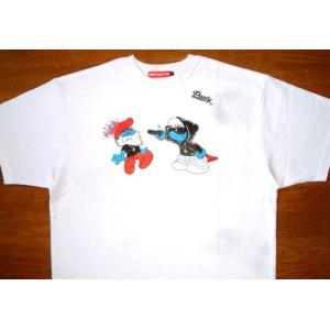 PANTY DROPPER パンティードロッパー スーパーヘビーオンス コットン生地 半袖 Tシャツ [PANTY SMURF] 白 スマーフ キャラクター バイカー ホットロッド バイク
