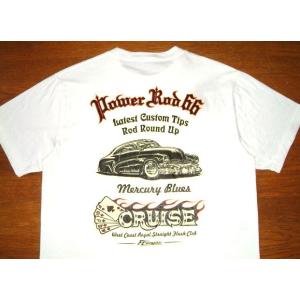 POWERROD 66 パワーロッド66 ヘビーコットン生地 ホットロッド カスタムカー 半袖 Tシ...