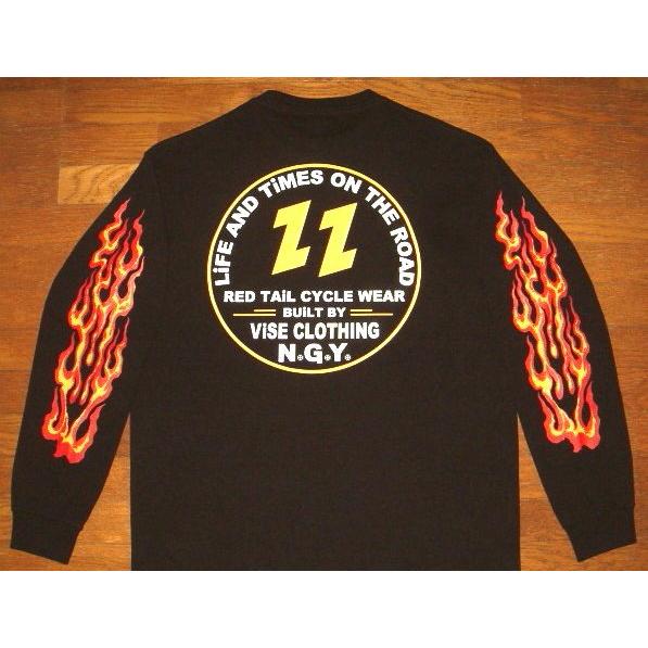 VISE レッドテイル ヘビーコットン生地 ロングスリーブ 長袖 Tシャツ (黒) REDTAIL ...