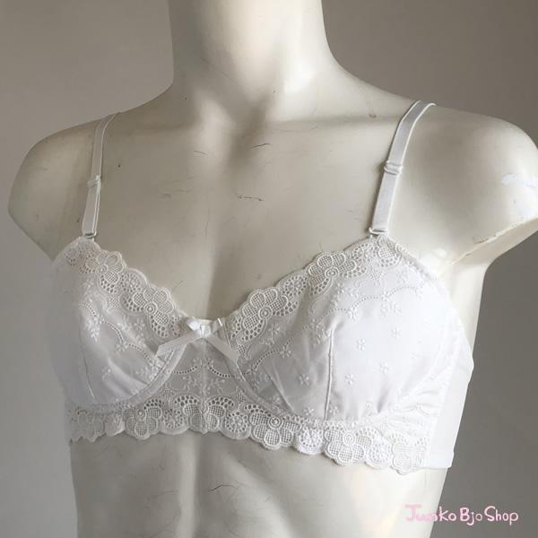 男性用ブラジャー 綿 レースブラ オフホワイト セクシー 日本製 メンズブラ ノンワイヤーブラ Aカ...