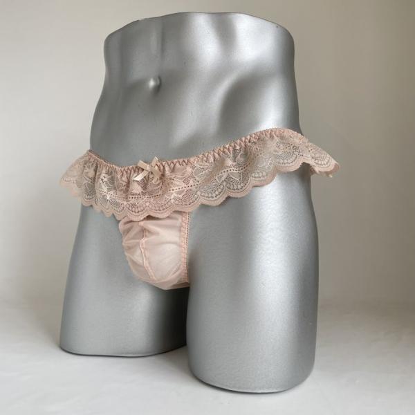 男性用スキャンティー nudieシリーズ ヌードベージュ日本製 Ｍ Ｌ XL セクシー フリル  お...