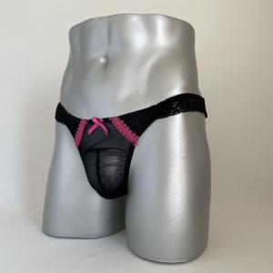 男性用スキャンティーブラック オフ ピンクフラ...の詳細画像1