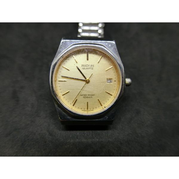 ヴィンテージ メンズ リコー RICOH オクタゴンベゼル 八角形 ゴールドダイヤル クォーツ 品番...
