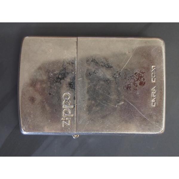 中古 絶妙なヤレ具合 CARA COAT 鏡面シルバーカラー ジッポー ZIPPO 1995年式 ケ...
