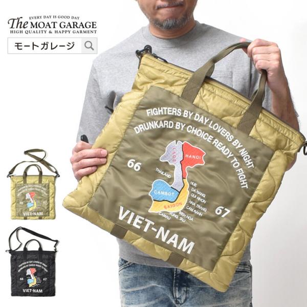 肩掛け トートバッグ 大きいサイズ ショルダーバッグ 斜め掛け メンズ アメカジ 刺繍 ベトジャン