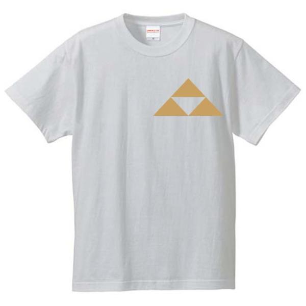 戦国武将Ｔシャツ 北条義時 ホワイト S M L XL 家紋 三つ鱗 プリント色 キャメル 左胸プリ...