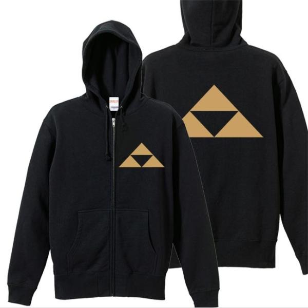 戦国武将 ジップアップパーカー 北条義時 ブラック S M L XL 家紋 三つ鱗  プリント色 キ...