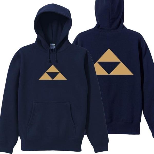 戦国武将 プルオーバーパーカー 北条義時 ネイビー 4L XXXL 家紋 三つ鱗 プリント色 キャメ...