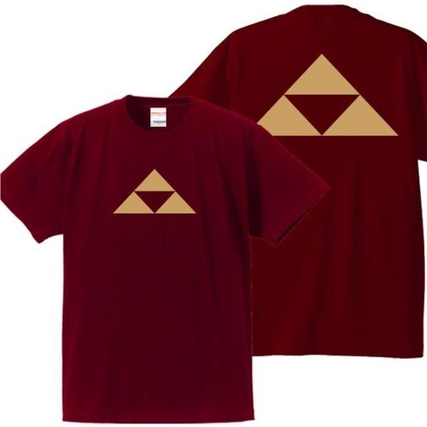 戦国武将Ｔシャツ 北条義時 エンジ 4L XXXL 家紋 三つ鱗 プリント色 キャメル