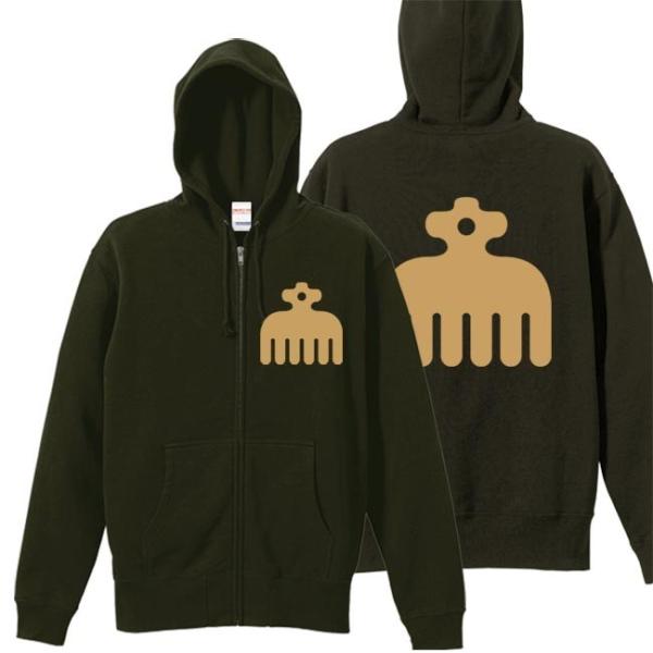 戦国武将 ジップアップパーカー 今川義元 オリーブ S M L XL 家紋 赤鳥 プリント色 キャメ...