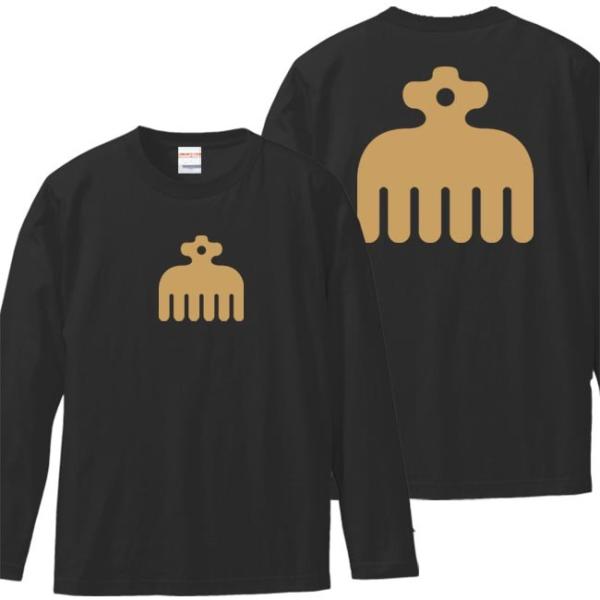 戦国武将Ｔシャツ 長袖 今川義元 ブラック S M L XL 家紋 赤鳥 プリント色 キャメル