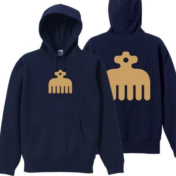 戦国武将 プルオーバーパーカー 今川義元 ネイビー 3L XXL 家紋 赤鳥 プリント色 キャメル